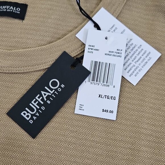 Buffalo David Bitton Woven KaikeT-Shirt Men's XL Brown Short Sleeve NWT MSRP $49 - Picture 4 of 13